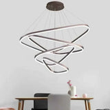 Darrahopens Home & Garden > Lighting > Ceiling Lights BAMDECOR AD2583 Modern Triangular LED Chandelier (Four Rings-Gold In Australia - Darrahopens