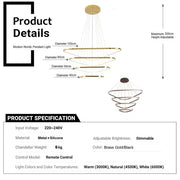 Darrahopens Home & Garden > Lighting > Ceiling Lights BAMDECOR AD2583 Modern Triangular LED Chandelier (Four Rings-Gold In Australia - Darrahopens