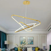 Darrahopens Home & Garden > Lighting > Ceiling Lights BAMDECOR AD2583 Modern Triangular LED Chandelier (Three Rings-Gold In Australia - Darrahopens