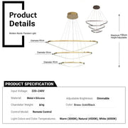 Darrahopens Home & Garden > Lighting > Ceiling Lights BAMDECOR AD2583 Modern Triangular LED Chandelier (Three Rings-Gold In Australia - Darrahopens