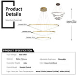 Darrahopens Home & Garden > Lighting > Ceiling Lights BAMDECOR AD2583 Modern Triangular LED Chandelier (Three Rings-Gold In Australia - Darrahopens