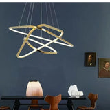 Darrahopens Home & Garden > Lighting > Ceiling Lights BAMDECOR AD2583 Modern Triangular LED Chandelier (Three Rings-Gold In Australia - Darrahopens