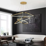 Darrahopens Home & Garden > Lighting > Ceiling Lights BAMDECOR AD2583 Modern Triangular LED Chandelier (Three Rings-Gold In Australia - Darrahopens
