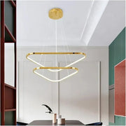 Darrahopens Home & Garden > Lighting > Ceiling Lights BAMDECOR AD2583 Modern Triangular LED Chandelier (Two Rings-Gold In Australia - Darrahopens
