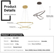 Darrahopens Home & Garden > Lighting > Ceiling Lights BAMDECOR AD2583 Modern Triangular LED Chandelier (Two Rings-Gold In Australia - Darrahopens