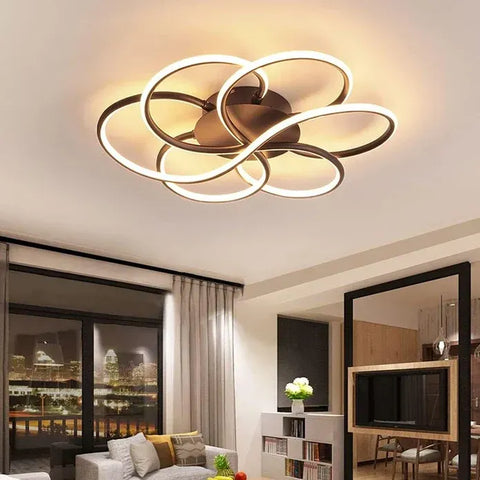 Darrahopens Home & Garden > Lighting > Ceiling Lights BAMDECOR AD2585 Black Creative Flower Shape Design Ceiling Lamp Acrylic Flush Mount Chandelier In Australia - Darrahopens