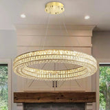 Darrahopens Home & Garden > Lighting > Ceiling Lights BAMDECOR C3332/1  Round Luxury Crystal Chandelier Modern LED Crystal Chandelier LED Ring Pendant Light Stainless Steel Ceiling Lamp Hanging Lights,for Dining Living Room (Gold)