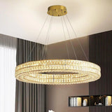 Darrahopens Home & Garden > Lighting > Ceiling Lights BAMDECOR C3332/1  Round Luxury Crystal Chandelier Modern LED Crystal Chandelier LED Ring Pendant Light Stainless Steel Ceiling Lamp Hanging Lights,for Dining Living Room (Gold)