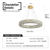 Darrahopens Home & Garden > Lighting > Ceiling Lights BAMDECOR C3332/1  Round Luxury Crystal Chandelier Modern LED Crystal Chandelier LED Ring Pendant Light Stainless Steel Ceiling Lamp Hanging Lights,for Dining Living Room (Gold)