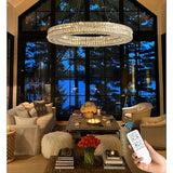 Darrahopens Home & Garden > Lighting > Ceiling Lights BAMDECOR C3332/1  Round Luxury Crystal Chandelier Modern LED Crystal Chandelier LED Ring Pendant Light Stainless Steel Ceiling Lamp Hanging Lights,for Dining Living Room (Gold)