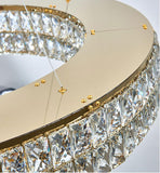 Darrahopens Home & Garden > Lighting > Ceiling Lights BAMDECOR C3332/1  Round Luxury Crystal Chandelier Modern LED Crystal Chandelier LED Ring Pendant Light Stainless Steel Ceiling Lamp Hanging Lights,for Dining Living Room (Gold)