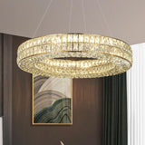 Darrahopens Home & Garden > Lighting > Ceiling Lights BAMDECOR C3332/1  Round Luxury Crystal Chandelier Modern LED Crystal Chandelier LED Ring Pendant Light Stainless Steel Ceiling Lamp Hanging Lights,for Dining Living Room (Gold)