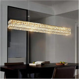 Darrahopens Home & Garden > Lighting > Ceiling Lights BAMDECOR C3332/L Linear Luxury Crystal Chandelier Modern LED Crystal Chandelier LED Ring Pendant Light Stainless Steel Ceiling Lamp Hanging Lights,for Dining Living Room (Gold)