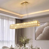 Darrahopens Home & Garden > Lighting > Ceiling Lights BAMDECOR C3332/L Linear Luxury Crystal Chandelier Modern LED Crystal Chandelier LED Ring Pendant Light Stainless Steel Ceiling Lamp Hanging Lights,for Dining Living Room (Gold)