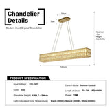 Darrahopens Home & Garden > Lighting > Ceiling Lights BAMDECOR C3332/L Linear Luxury Crystal Chandelier Modern LED Crystal Chandelier LED Ring Pendant Light Stainless Steel Ceiling Lamp Hanging Lights,for Dining Living Room (Gold)