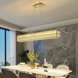 Darrahopens Home & Garden > Lighting > Ceiling Lights BAMDECOR C3332/L Linear Luxury Crystal Chandelier Modern LED Crystal Chandelier LED Ring Pendant Light Stainless Steel Ceiling Lamp Hanging Lights,for Dining Living Room (Gold)