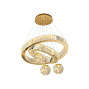 Darrahopens Home & Garden > Lighting > Ceiling Lights BAMDECOR C3335 Large Swirl Modern Crystal Ring Chandeliers Contemporary Round Chandelier Crystal Pendant Light(Gold-Two Rings)