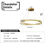 Darrahopens Home & Garden > Lighting > Ceiling Lights BAMDECOR C3342/1 Modern Crystal Chandeliers Lighting Fixtures Contemporary Wave Chandelier Lighting Fixtures Crystal Pendant Ceiling Lights for Living Room (Gold)