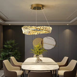 Darrahopens Home & Garden > Lighting > Ceiling Lights BAMDECOR C3342/1 Modern Crystal Chandeliers Lighting Fixtures Contemporary Wave Chandelier Lighting Fixtures Crystal Pendant Ceiling Lights for Living Room (Gold)