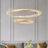 Darrahopens Home & Garden > Lighting > Ceiling Lights BAMDECOR C3342/2 Modern Crystal Chandeliers Lighting Fixtures Contemporary Wave Chandelier Lighting Fixtures Crystal Pendant Ceiling Lights for Living Room (Gold)