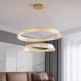 Darrahopens Home & Garden > Lighting > Ceiling Lights BAMDECOR C3342/2 Modern Crystal Chandeliers Lighting Fixtures Contemporary Wave Chandelier Lighting Fixtures Crystal Pendant Ceiling Lights for Living Room (Gold)