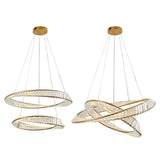 Darrahopens Home & Garden > Lighting > Ceiling Lights BAMDECOR C3342/2 Modern Crystal Chandeliers Lighting Fixtures Contemporary Wave Chandelier Lighting Fixtures Crystal Pendant Ceiling Lights for Living Room (Gold)