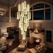 Darrahopens Home & Garden > Lighting > Ceiling Lights BAMDECOR C3605 15H Modern Oval Ring LED Chandeliers Decor Hanging Lamp Crystal Lustre (Gold)