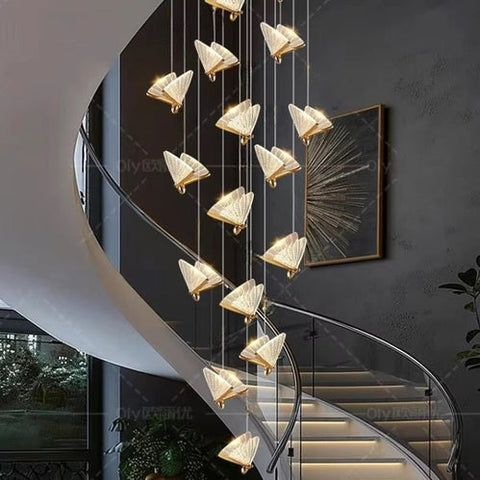 Darrahopens Home & Garden > Lighting > Ceiling Lights BAMDECOR LED Modern Bedroom Bedside Creative Butterfly Hanging Chandelier Light Fixtures for Stairs Nordic Decoration (12Heads)
