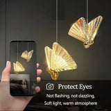 Darrahopens Home & Garden > Lighting > Ceiling Lights BAMDECOR LED Modern Bedroom Bedside Creative Butterfly Hanging Chandelier Light Fixtures for Stairs Nordic Decoration (12Heads)