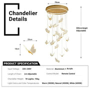 Darrahopens Home & Garden > Lighting > Ceiling Lights BAMDECOR LT05 19 Nordic Butterfly Luxury Chandeliers Pendant Lights for Villa Stair Home Decoration Modern Style Exquisite Chandelier (Gold) In Australia - Darrahopens