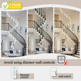 Darrahopens Home & Garden > Lighting > Ceiling Lights BAMDECOR LT08 18-Heads Solid Crystal Teardrop Chandelier High Ceiling Foyers Entrance Chandeliers Staircase Long Pendant Light (Gold)
