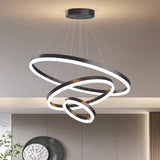 Darrahopens Home & Garden > Lighting > Ceiling Lights Black 3 Rings Minimalist LED Pendant Light Adjustable Circular Chandelier