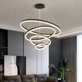 Darrahopens Home & Garden > Lighting > Ceiling Lights Black 3 Rings Minimalist LED Pendant Light Adjustable Circular Chandelier
