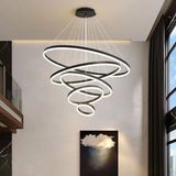 Darrahopens Home & Garden > Lighting > Ceiling Lights Black 3 Rings Minimalist LED Pendant Light Adjustable Circular Chandelier