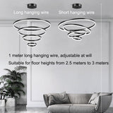 Darrahopens Home & Garden > Lighting > Ceiling Lights Black 3 Rings Minimalist LED Pendant Light Adjustable Circular Chandelier