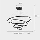 Darrahopens Home & Garden > Lighting > Ceiling Lights Black 3 Rings Minimalist LED Pendant Light Adjustable Circular Chandelier