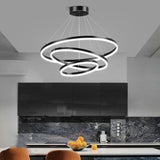 Darrahopens Home & Garden > Lighting > Ceiling Lights Black 3 Rings Minimalist LED Pendant Light Adjustable Circular Chandelier