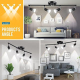 Darrahopens Home & Garden > Lighting > Ceiling Lights Kitchen Lights,Ceiling Lighting Kits, Swivelling Ceiling Spotlight for Bedroom, Kitchen and Living Room(GU10 LED Bulbs not Included) (4 Way Black)