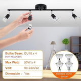 Darrahopens Home & Garden > Lighting > Ceiling Lights Kitchen Lights,Ceiling Lighting Kits, Swivelling Ceiling Spotlight for Bedroom, Kitchen and Living Room(GU10 LED Bulbs not Included) (4 Way Black)