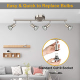 Darrahopens Home & Garden > Lighting > Ceiling Lights LED Ceiling Light,4 Way Rotatable Spot Lights for Ceiling,Flexible Ceiling Lights for Bedroom,Living Room, Black Nickel with Protectiv Bulb Trims(Gu10 Bulbs Not Included)