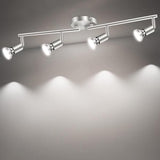 Darrahopens Home & Garden > Lighting > Ceiling Lights LED Ceiling Light,4 Way Rotatable Spot Lights for Ceiling,Flexible Ceiling Lights for Bedroom,Living Room, Black Nickel with Protectiv Bulb Trims(Gu10 Bulbs Not Included)