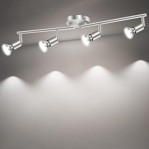 Darrahopens Home & Garden > Lighting > Ceiling Lights LED Ceiling Light,4 Way Rotatable Spot Lights for Ceiling,Flexible Ceiling Lights for Bedroom,Living Room, Black Nickel with Protectiv Bulb Trims(Gu10 Bulbs Not Included)