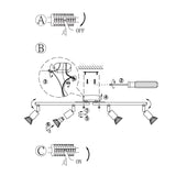 Darrahopens Home & Garden > Lighting > Ceiling Lights LED Ceiling Light,4 Way Rotatable Spot Lights for Ceiling,Flexible Ceiling Lights for Bedroom,Living Room, Black with Protectiv Bulb Trims(Gu10 Bulbs Not Included)