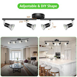 Darrahopens Home & Garden > Lighting > Ceiling Lights LED Ceiling Light,4 Way Rotatable Spot Lights for Ceiling,Flexible Ceiling Lights for Bedroom,Living Room, Black with Protectiv Bulb Trims(Gu10 Bulbs Not Included)