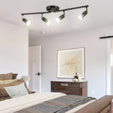 Darrahopens Home & Garden > Lighting > Ceiling Lights LED Ceiling Light,4 Way Rotatable Spot Lights for Ceiling,Flexible Ceiling Lights for Bedroom,Living Room, Black with Protectiv Bulb Trims(Gu10 Bulbs Not Included)