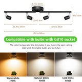 Darrahopens Home & Garden > Lighting > Ceiling Lights LED Ceiling Light,4 Way Rotatable Spot Lights for Ceiling,Flexible Ceiling Lights for Bedroom,Living Room, Black with Protectiv Bulb Trims(Gu10 Bulbs Not Included)