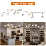 Darrahopens Home & Garden > Lighting > Ceiling Lights LED Ceiling Light 6 Way Rotatable Spot Lights for Ceiling,Flexible Ceiling Lights for Bedroom,Living Room,Nickel with Protectiv Bulb Trims(Gu10 Bulbs Not Included)