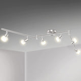 Darrahopens Home & Garden > Lighting > Ceiling Lights LED Ceiling Light 6 Way Rotatable Spot Lights for Ceiling,Flexible Ceiling Lights for Bedroom,Living Room,Nickel with Protectiv Bulb Trims(Gu10 Bulbs Not Included)