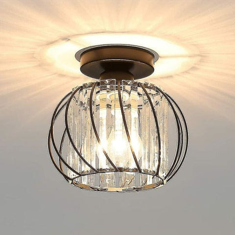 Darrahopens Home & Garden > Lighting > Ceiling Lights Modern Crystal Ceiling Light E27 LED Ceiling Lamp Mini Crystal Chandelier for Kitchen Dining Room Bedroom Hallway Entrance (Black)HYD