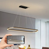Darrahopens Home & Garden > Lighting > Ceiling Lights Modern Minimalist Oval Pendant Light Adjustable LED Chandelier Black